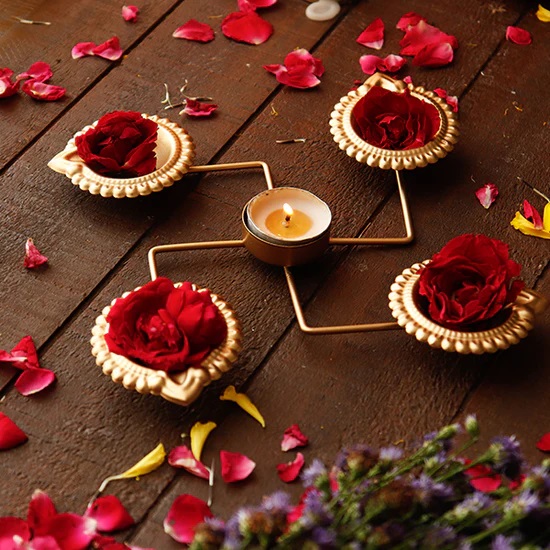 Metal Swastik Diya / Urli - Image 4