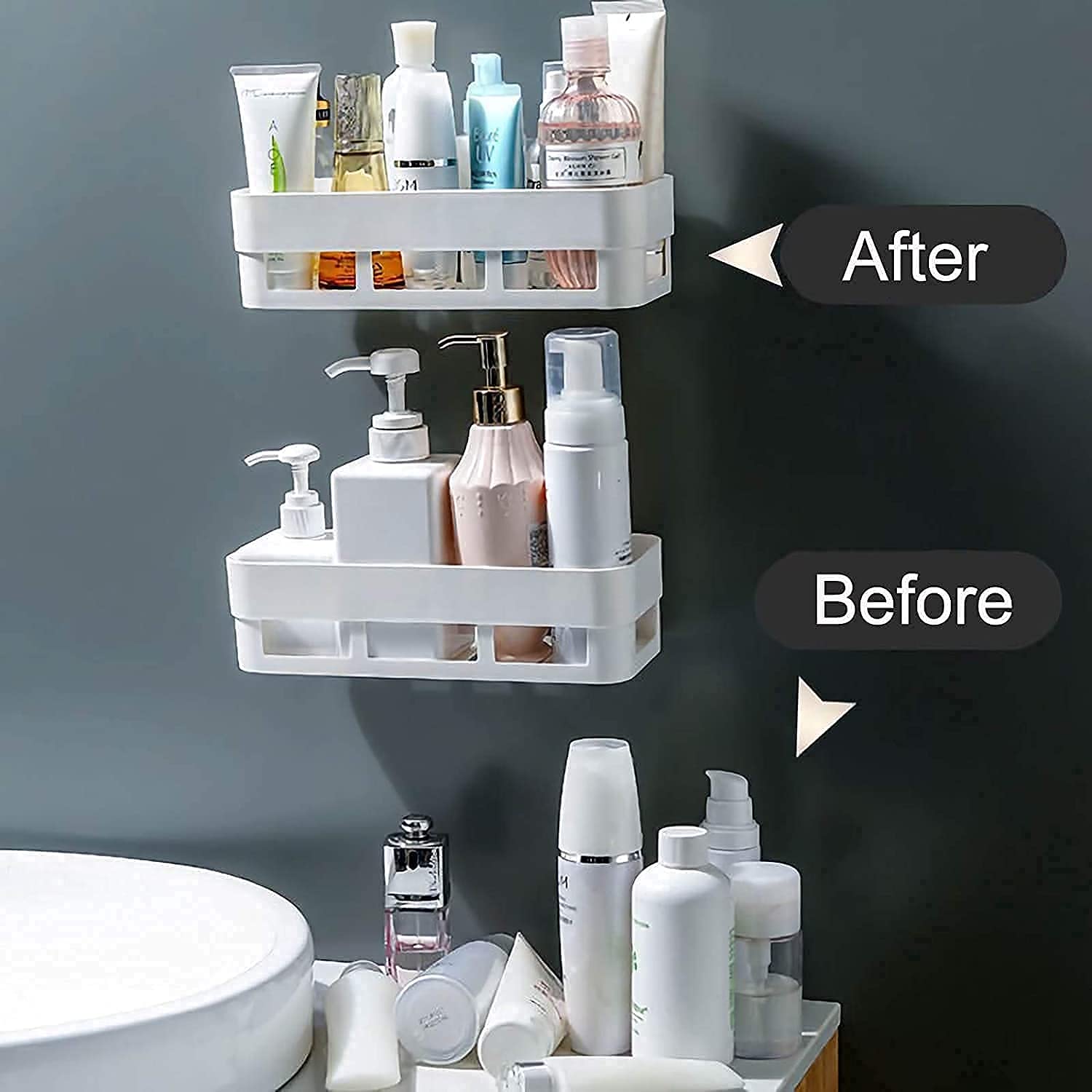 Wall-Mounted Bathroom Shelf Organizer (Pack of 3) - Image 3
