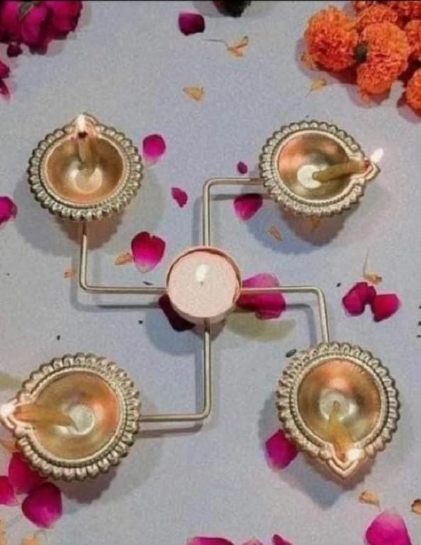 Metal Swastik Diya / Urli - Image 3