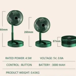 Foldable Carved Green Hand and Table Fan